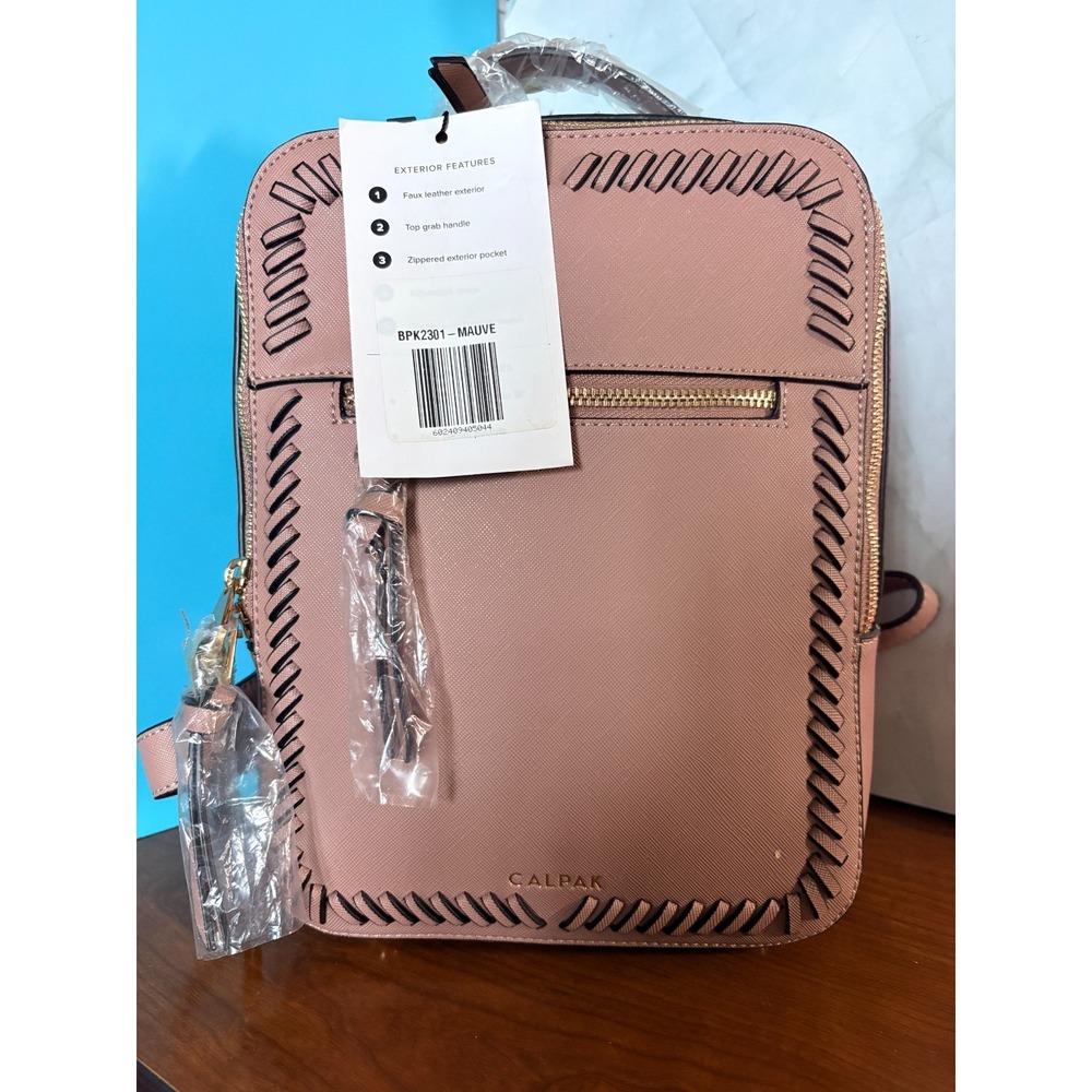 Calpak Mauve Mini Backpack Faux Leather‎ Luggage Pass Through BPK2301 Pink